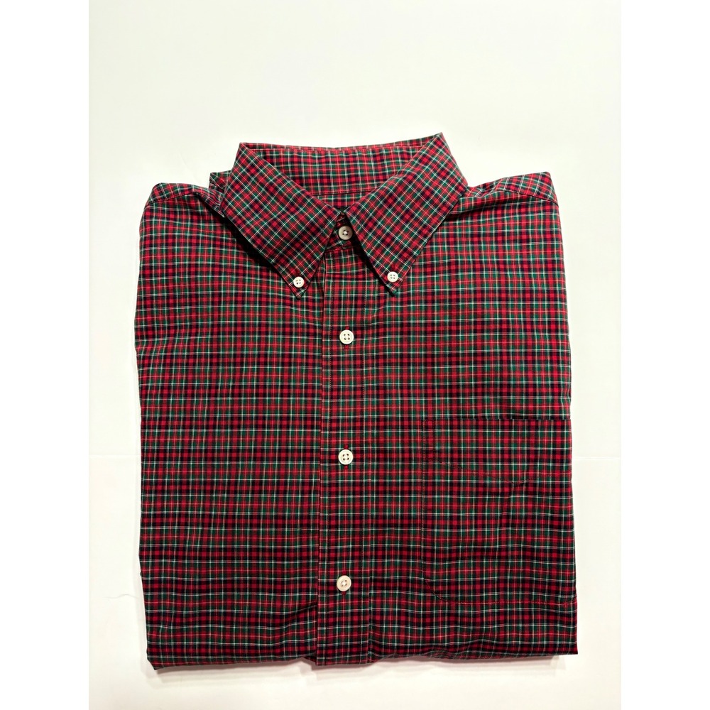 Lauren Ralph Lauren Mens 16.5 34/35 Red Green Plaid Cotton Non Iron Shirt